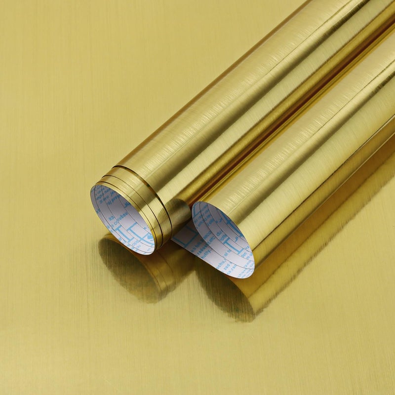 Timeet Gold Self Adhesive Wallpaper 17.7â€X 118â€ Metallic Gold Contact Paper Metal Look Self Adhesive Peel and Stick Wallpaper Waterproof Wall Paper DIY Decor Shelf Liner Covering - Image 1